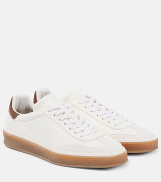 Tennis Walk suede-trimmed leather sneakers