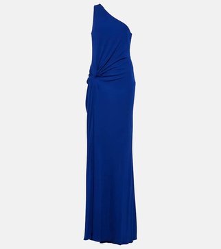 One-shoulder jersey gown