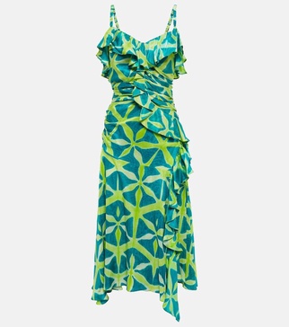 Zoya printed silk midi dress