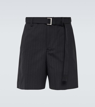 Chalk stripe wool-blend shorts