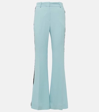 Velvet-trimmed cady flared pants