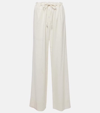 Linen-blend wide-leg pants