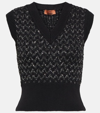 Metallic cable-knit sweater vest