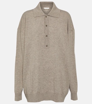 Wool-blend polo top