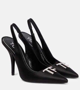 TF satin slingback pumps