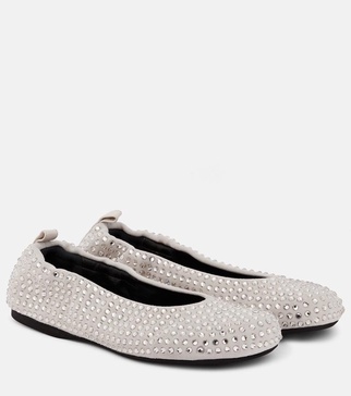 Embellished suede ballet flats