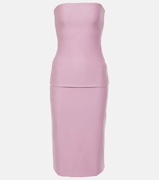 Strapless jersey midi dress