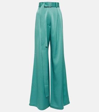 Landon high-rise satin wide-leg pants