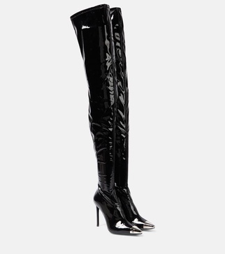 Patent over-the-knee boots