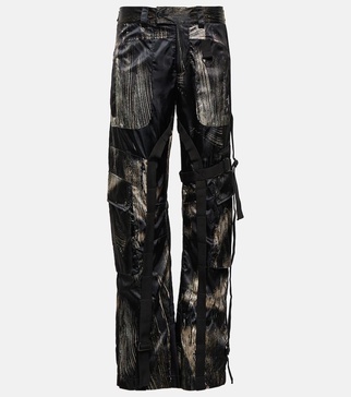 Printed low-rise straight cargo pants