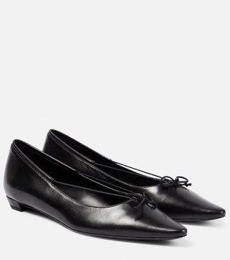 Claudette Bow leather ballet flats