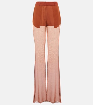 Mid-rise wide-leg silk pants