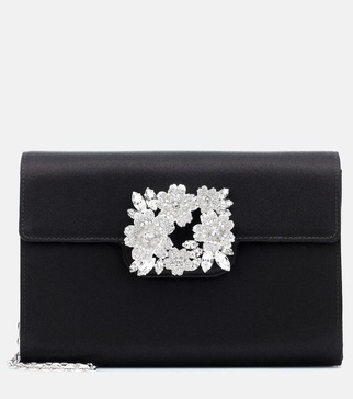 RV Bouquet embellished satin clutch