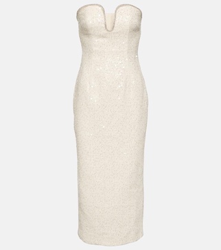 Bridal sequined bouclé midi dress