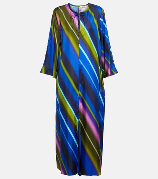 Citylight Stripes silk-twill midi dress