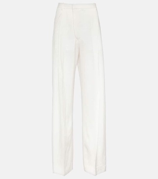 Pleated high-rise wide-leg pants