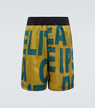 Printed mid-rise jersey shorts