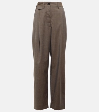 High-rise wide-leg wool pants