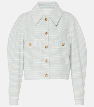 Striped cotton blend jacket