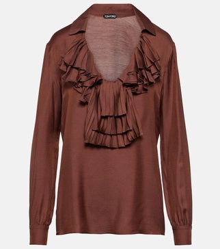 Ruffled twill blouse