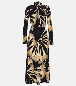 Halterneck jersey midi dress