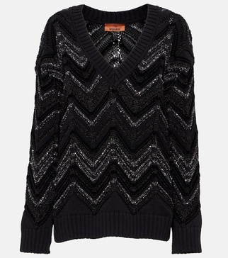 Zig Zag sequined oversized sweater