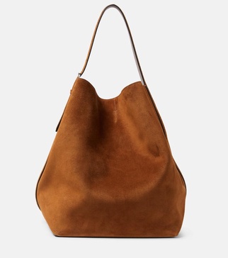 Belted suede tote bag