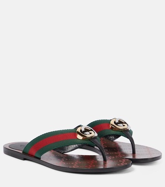 GG Web leather thong sandals