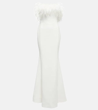 Bridal Grace feather-trimmed gown