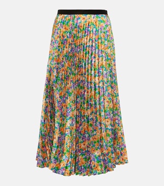 Floral pleated midi skirt 