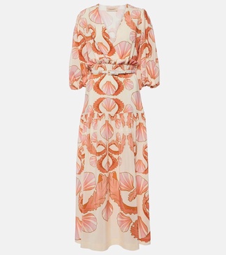 Seashell silk maxi dress