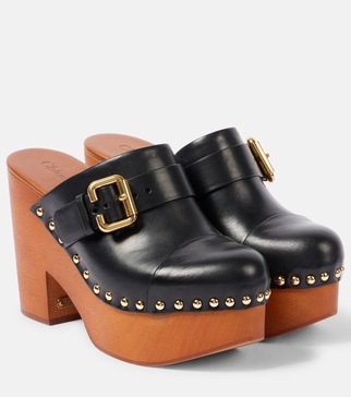 Jeannette studded leather clogs