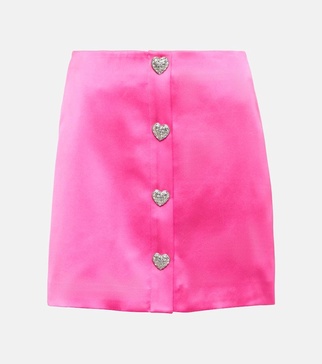 Crystal-embellished satin miniskirt