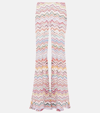 Zig Zag low-rise lamé flared pants