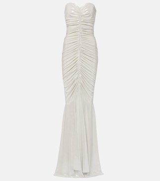 Ruched metallic gown