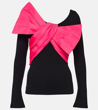 Bow-detailed jersey top