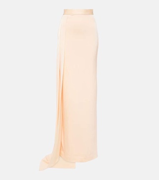 Draped satin maxi skirt