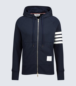 4-Bar zip-up hooded sweatshirt