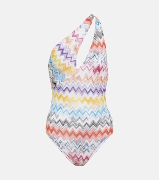 Zig-zag one-shoulder swimsuit