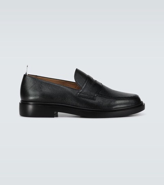 Grained leather penny loafers