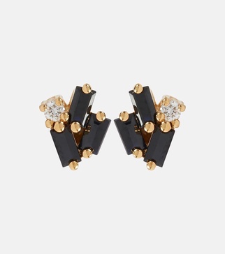 Fireworks 18kt gold earrings with black sapphires and diamonds