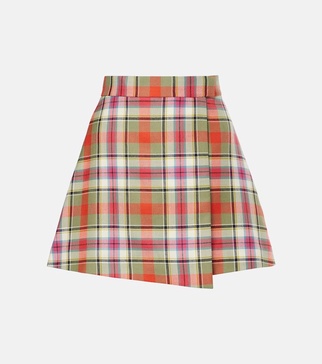 Cut Off checked wool miniskirt