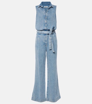 Pleated denim jumpsuit