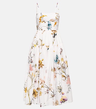 Abelia floral cotton and silk voile midi dress