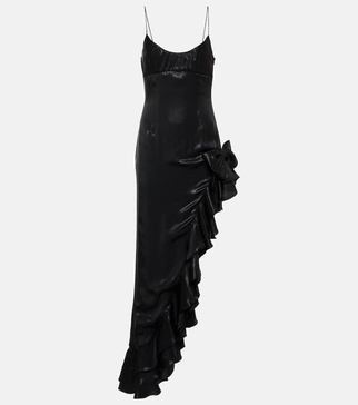 Ruffled asymmetrical midi dress