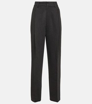 Pleated straight pants