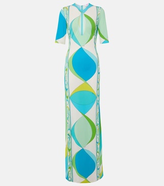 Pesci-print cut-out maxi dress