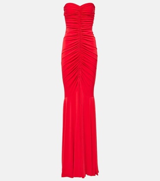 Ruched strapless gown