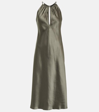 Eglantine halterneck silk midi dress