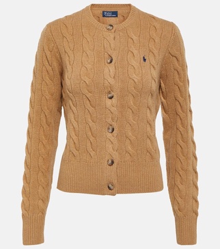 Cable-knit wool and cashmere cardigan